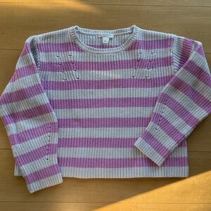 Crewcuts heavy cotton pink and cream striped sweater - 7